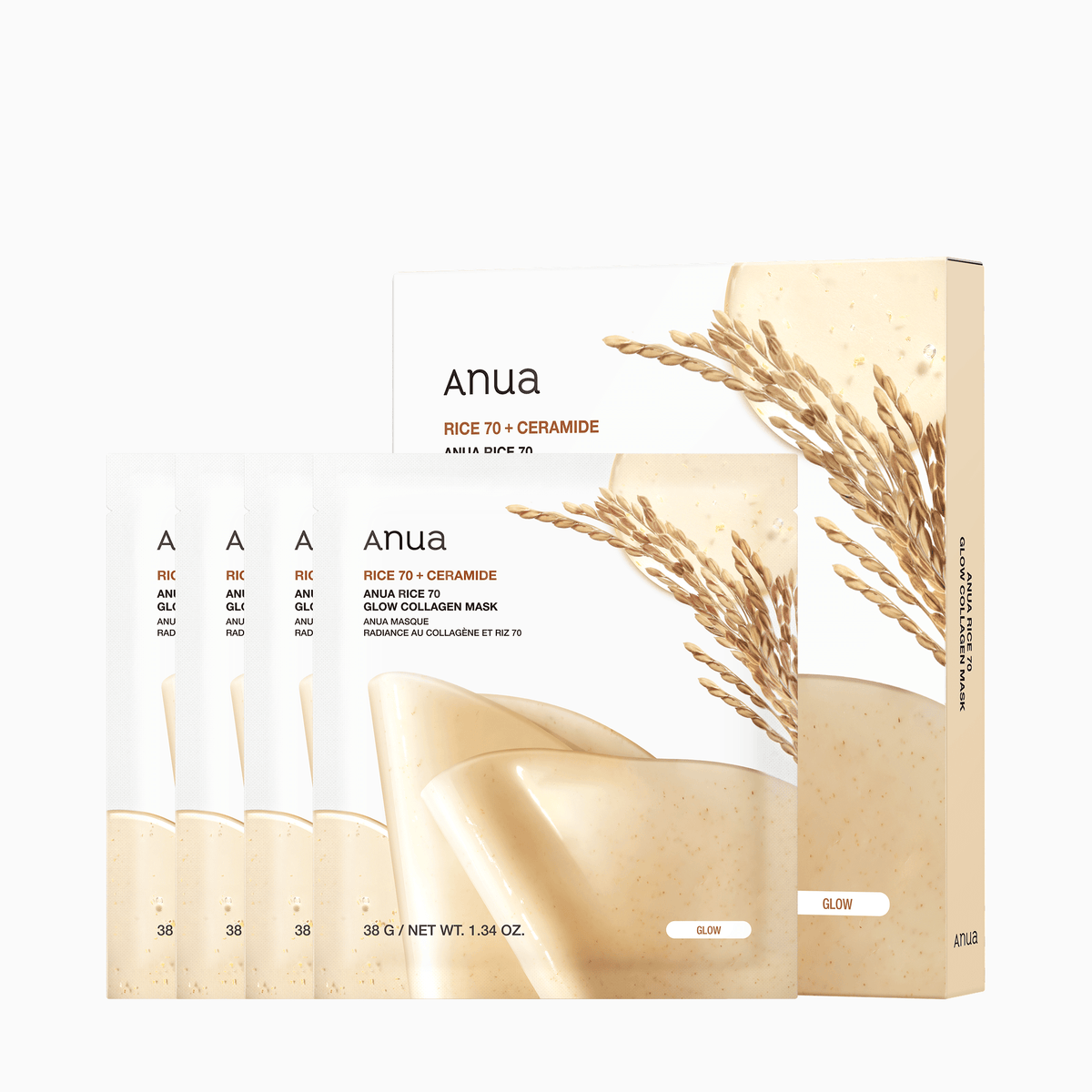 Anua - Rice 70 Glow Collagen Mask (38G*4EA)
